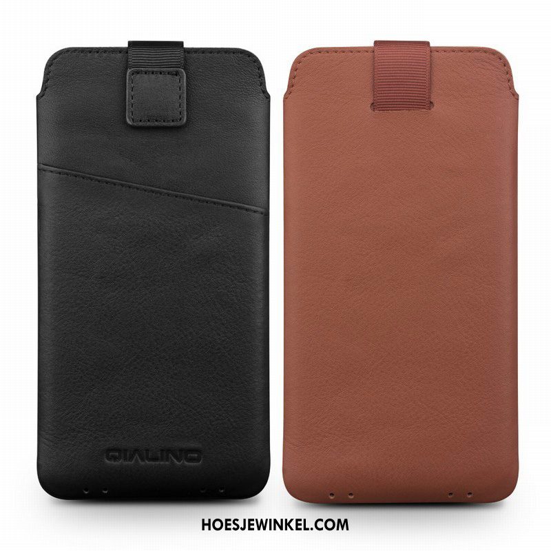 Huawei P20 Pro Hoesje Leren Etui Tas Zacht, Huawei P20 Pro Hoesje Echt Leer Trend Braun