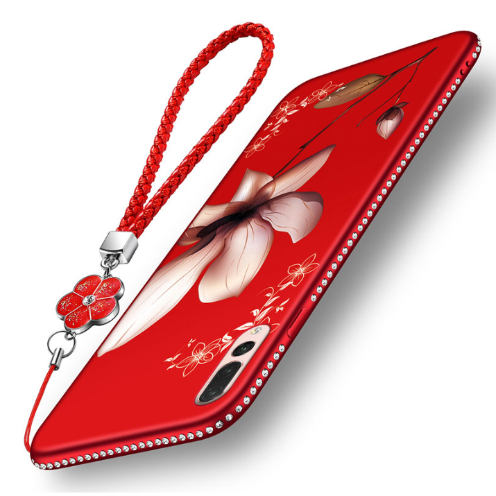 Huawei P20 Pro Hoesje Strass Siliconen Rood, Huawei P20 Pro Hoesje Mobiele Telefoon Anti-fall