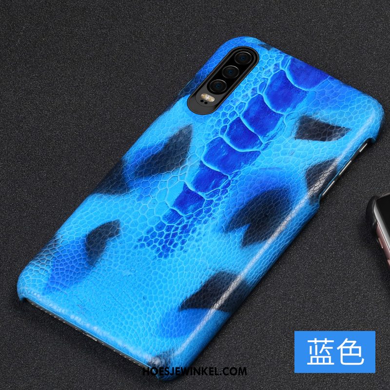 Huawei P30 Hoesje Achterklep Luxe Persoonlijk, Huawei P30 Hoesje Blauw Leer