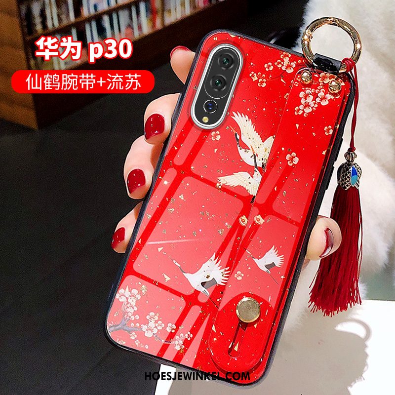 Huawei P30 Hoesje Lovers Kraan Chinese Stijl, Huawei P30 Hoesje Kwasten Trend