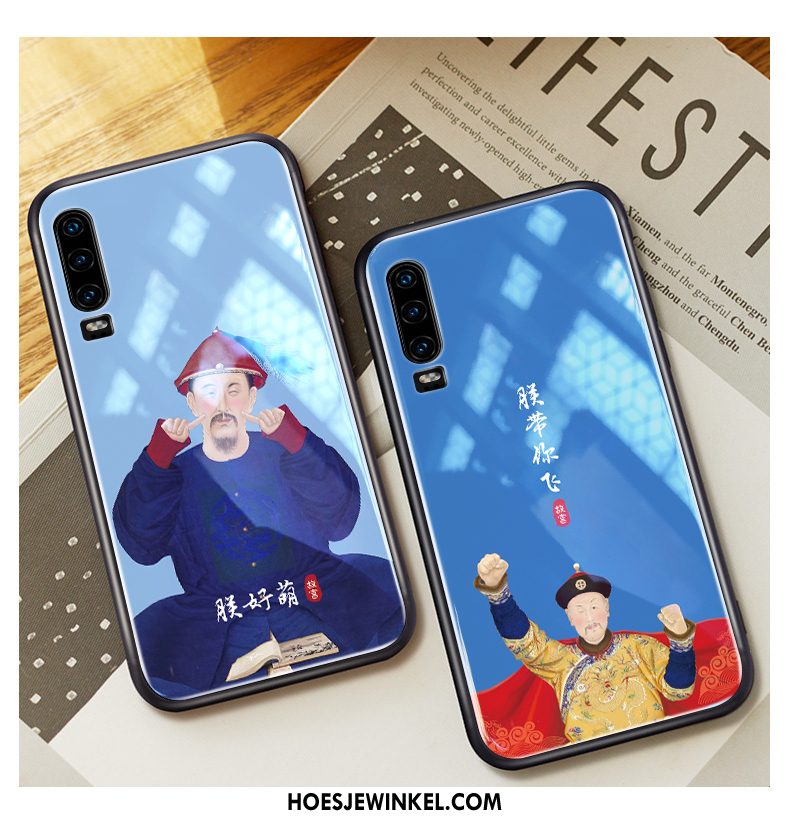 Huawei P30 Hoesje Mobiele Telefoon Chinese Stijl Blauw, Huawei P30 Hoesje Trendy Merk Vintage