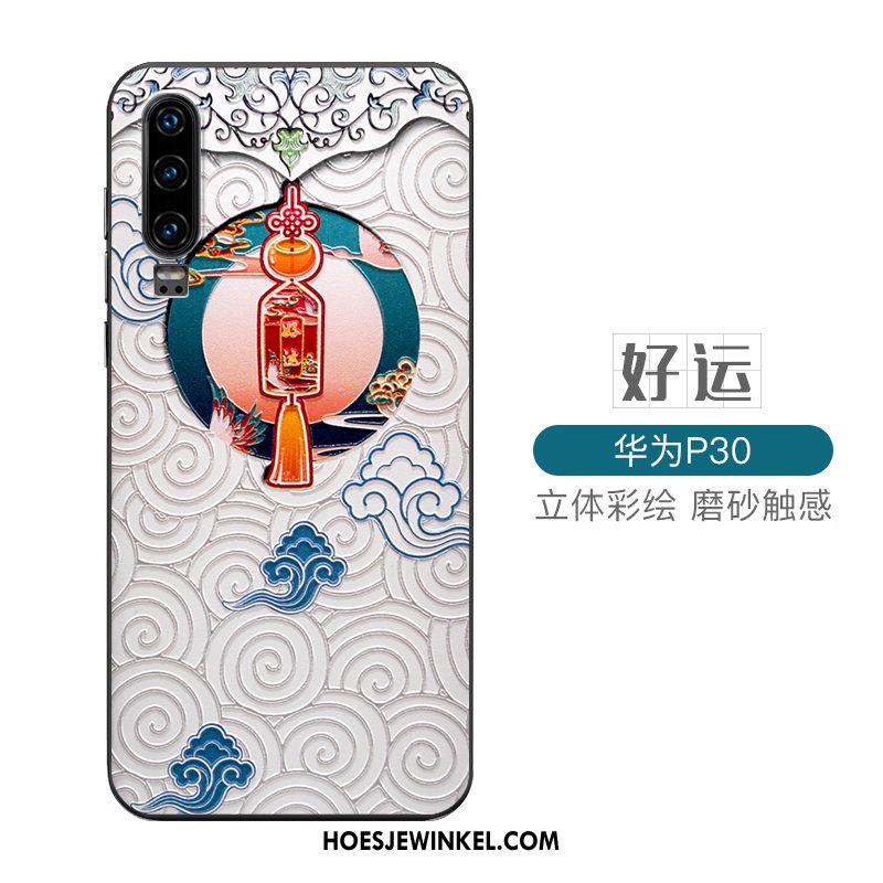 Huawei P30 Hoesje Schrobben Scheppend Anti-fall, Huawei P30 Hoesje Bescherming Chinese Stijl