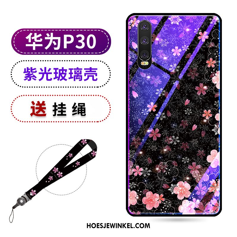 Huawei P30 Hoesje Trend Purper Trendy Merk, Huawei P30 Hoesje Mode Net Red