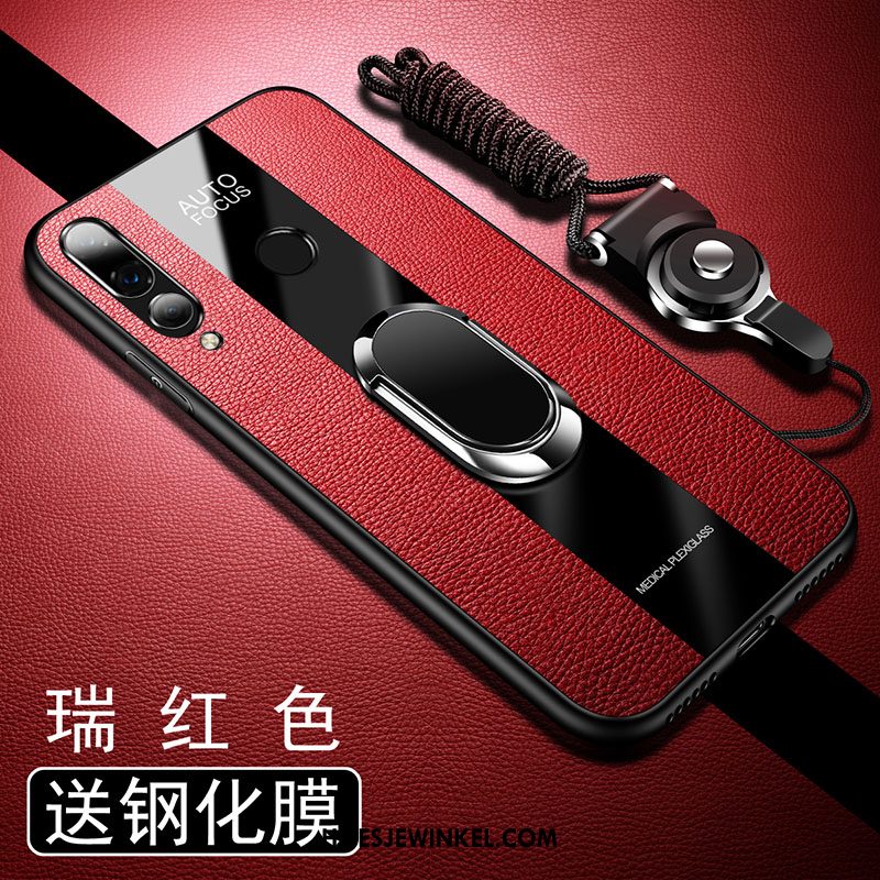 Huawei P30 Lite Hoesje Glas Leren Etui All Inclusive, Huawei P30 Lite Hoesje Mobiele Telefoon Rood