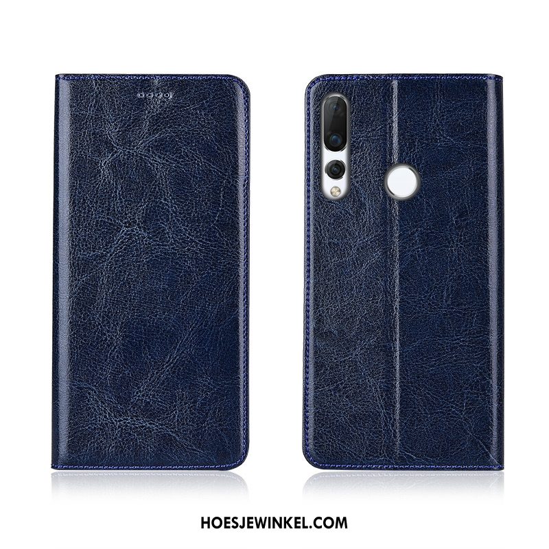 Huawei P30 Lite Hoesje Leren Etui Zacht Hoes, Huawei P30 Lite Hoesje Clamshell Blauw