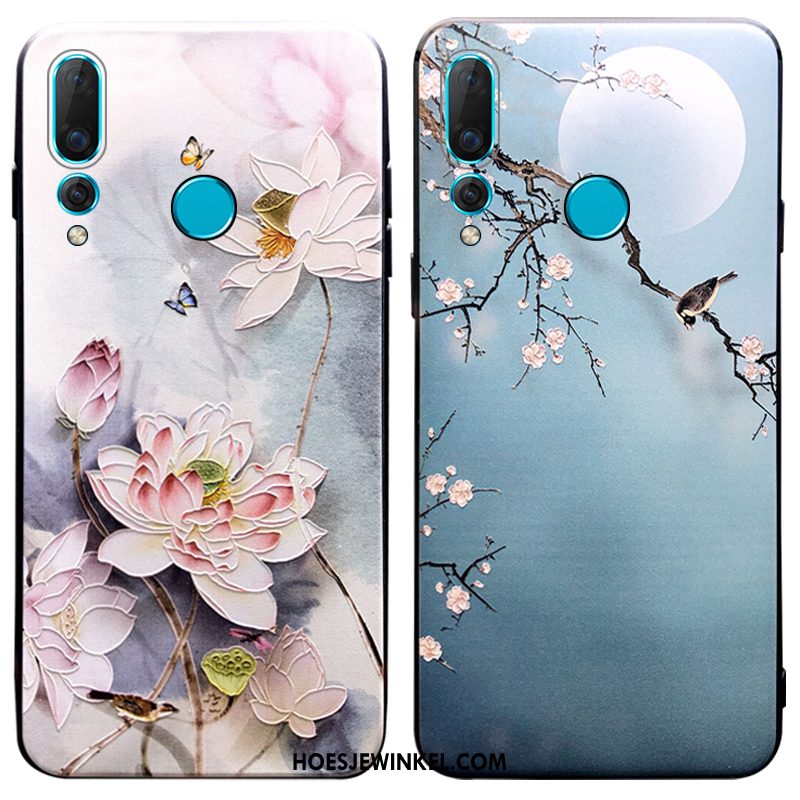 Huawei P30 Lite Hoesje Scheppend Chinese Stijl Blauw, Huawei P30 Lite Hoesje Nieuw Mobiele Telefoon