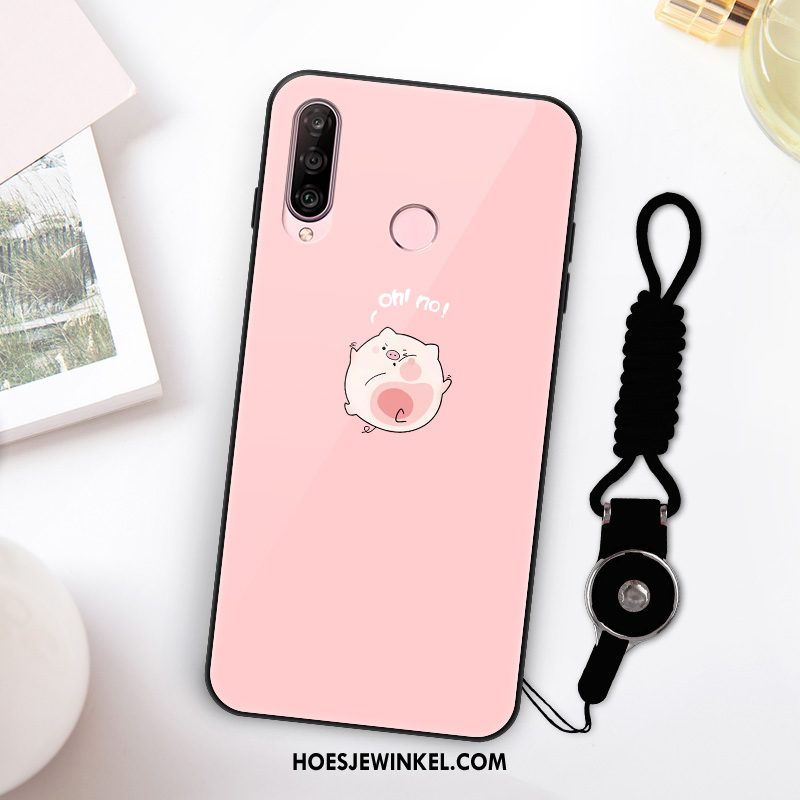 Huawei P30 Lite Hoesje Vers Mooie Roze, Huawei P30 Lite Hoesje Spotprent Glas