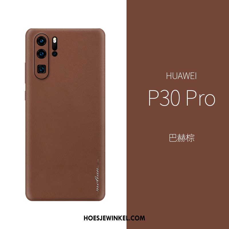 Huawei P30 Pro Hoesje Echt Leer Dun High End, Huawei P30 Pro Hoesje Hoes All Inclusive Braun