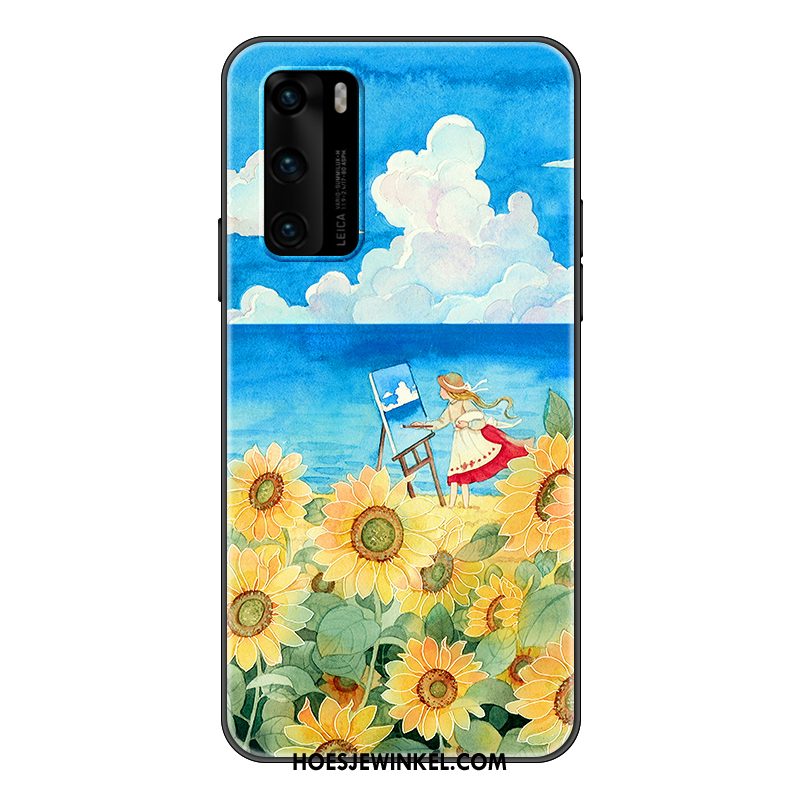 Huawei P40 Hoesje Kunst Spotprent Zacht, Huawei P40 Hoesje Trendy Merk Scheppend