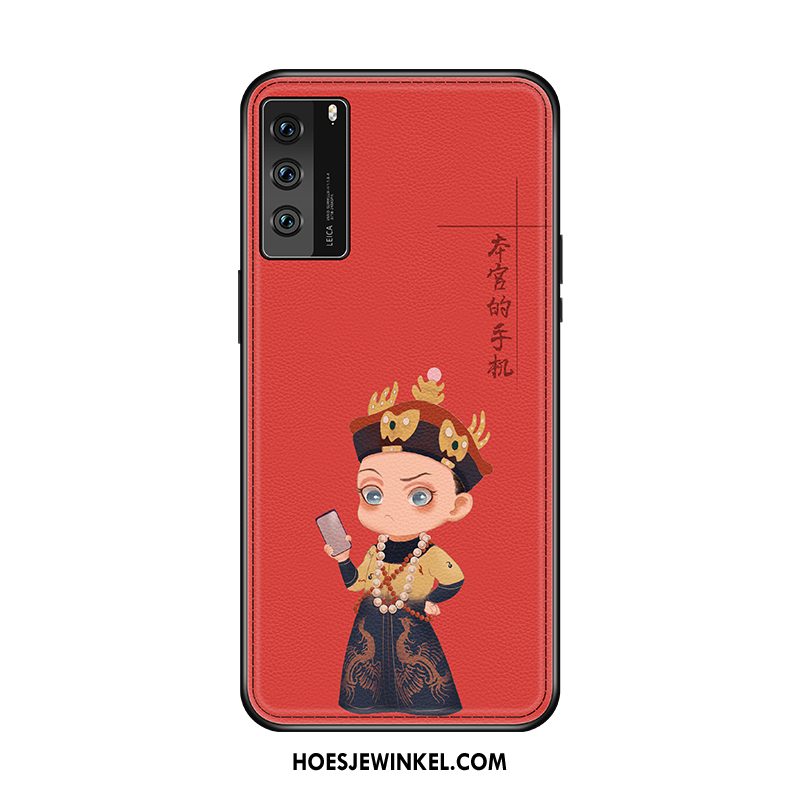 Huawei P40 Hoesje Trend Leer Rood, Huawei P40 Hoesje Wind Vintage