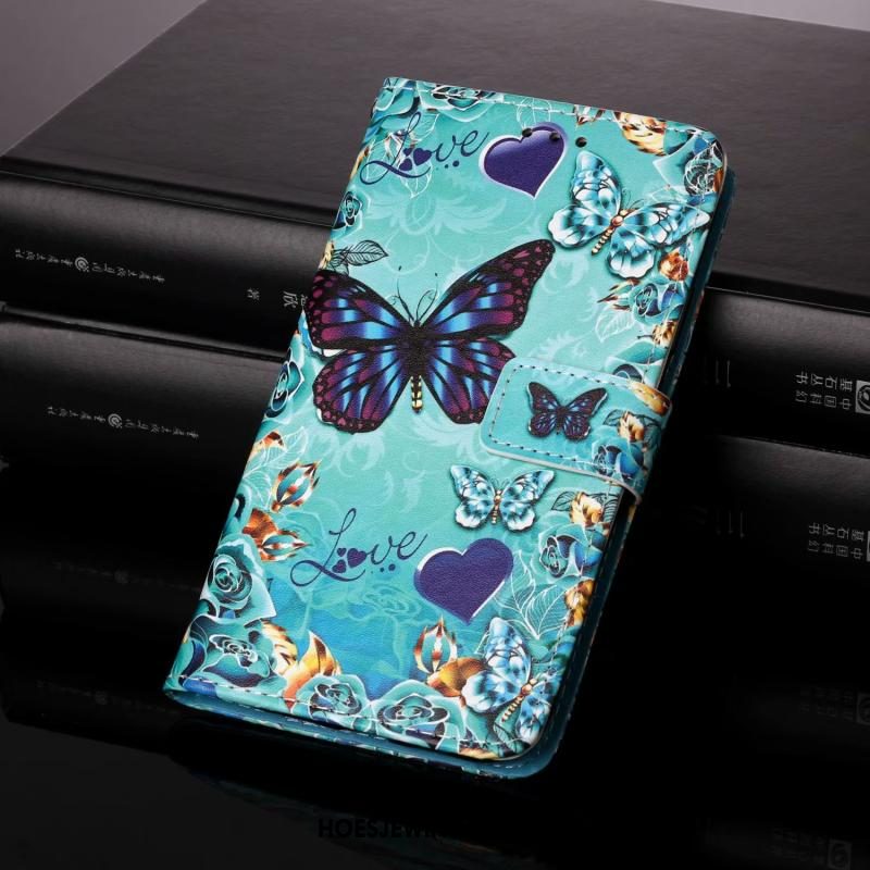 Huawei P40 Lite E Hoesje Blauw Leren Etui Hoes, Huawei P40 Lite E Hoesje Mobiele Telefoon Trend