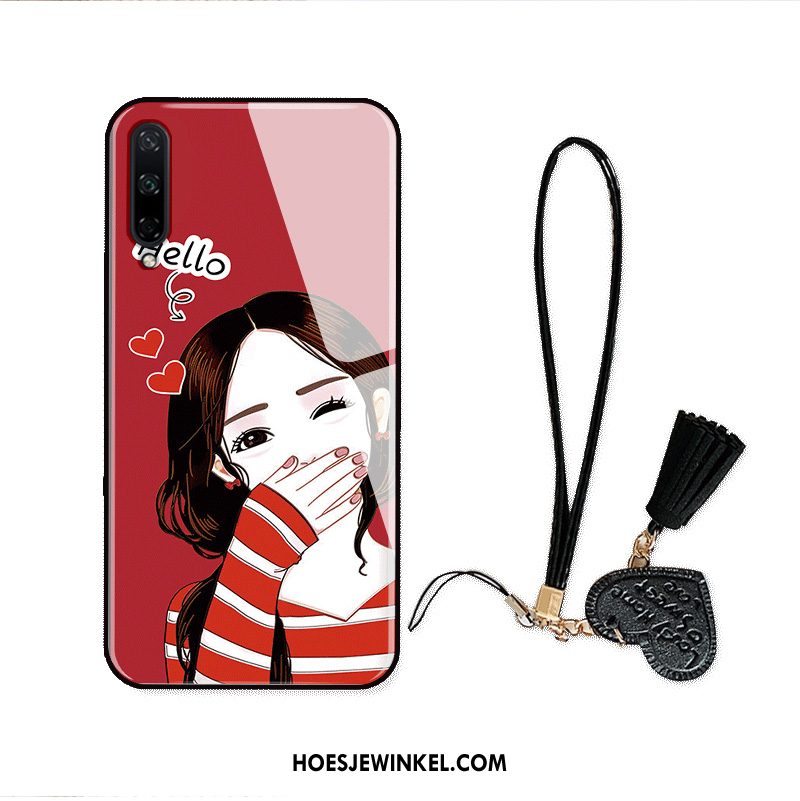 Huawei P40 Lite E Hoesje Trendy Merk Glas Mobiele Telefoon, Huawei P40 Lite E Hoesje Rood Mooie