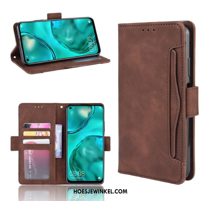 Huawei P40 Lite Hoesje Bescherming Kaart Mobiele Telefoon, Huawei P40 Lite Hoesje Leren Etui Vintage Braun