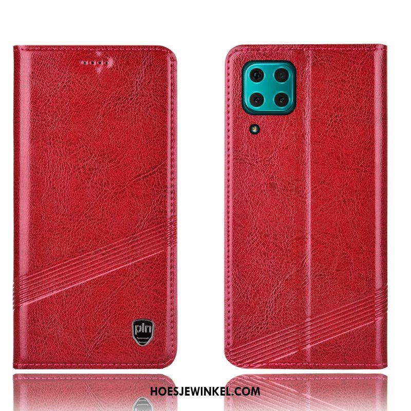 Huawei P40 Lite Hoesje Mobiele Telefoon Hoes Anti-fall, Huawei P40 Lite Hoesje Folio Rood