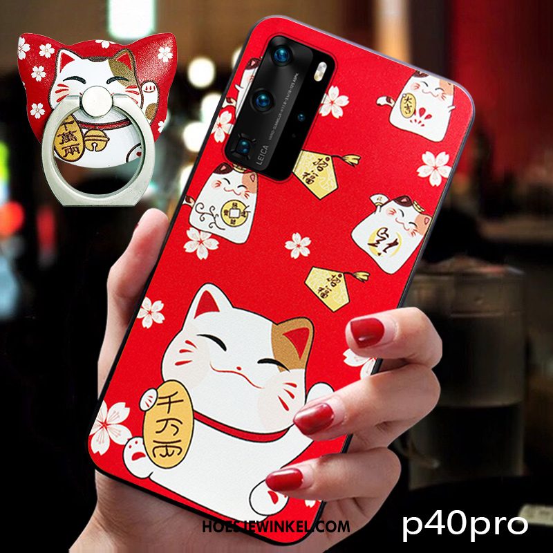 Huawei P40 Pro Hoesje Lovers Hanger Rood, Huawei P40 Pro Hoesje Spotprent Persoonlijk