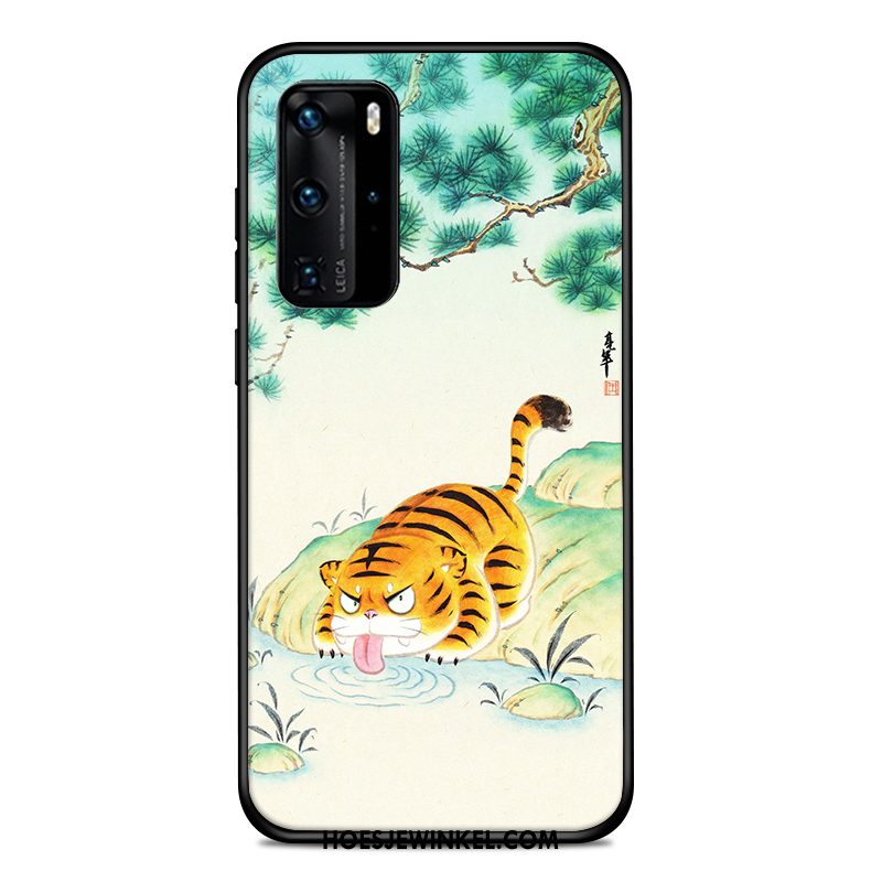 Huawei P40 Pro Hoesje Mooie All Inclusive Pas, Huawei P40 Pro Hoesje Mode Tijger