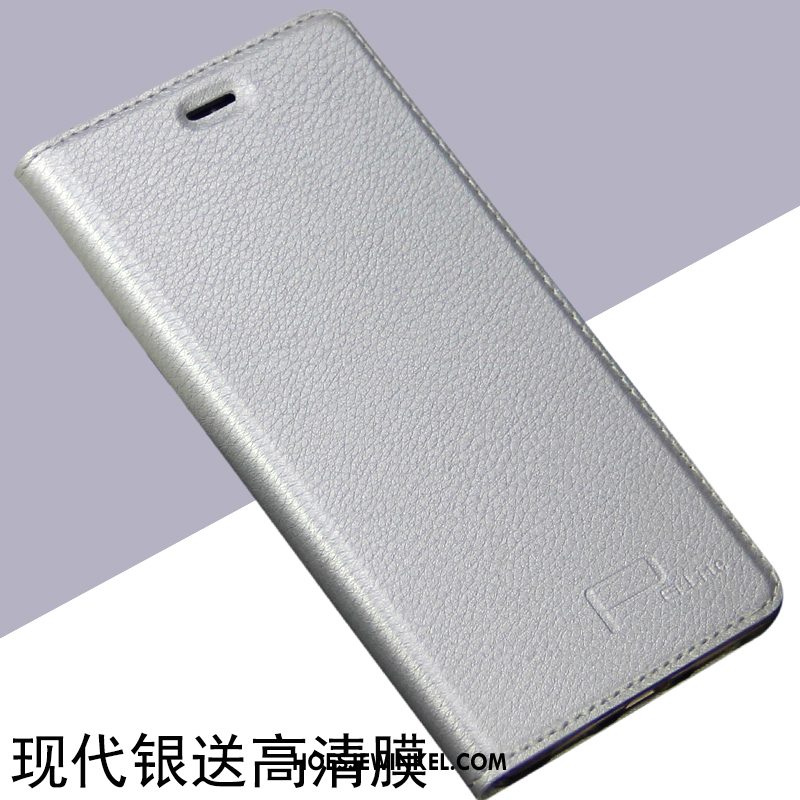 Huawei P8 Hoesje Clamshell Zilver Hoes, Huawei P8 Hoesje Leren Etui Jeugd