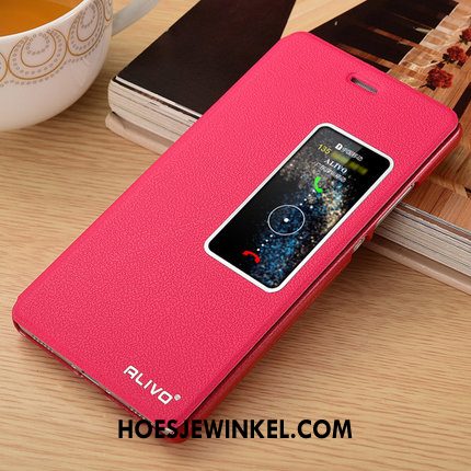 Huawei P9 Hoesje Rood Folio Mobiele Telefoon, Huawei P9 Hoesje Leren Etui Anti-fall