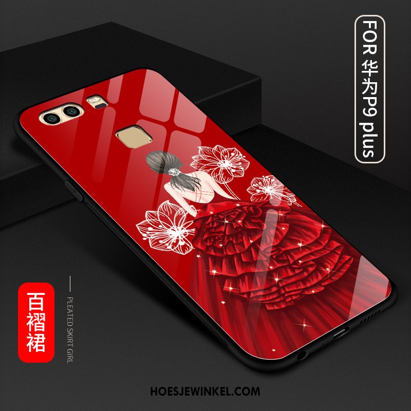 Huawei P9 Plus Hoesje Glas Rood Anti-fall, Huawei P9 Plus Hoesje Mobiele Telefoon