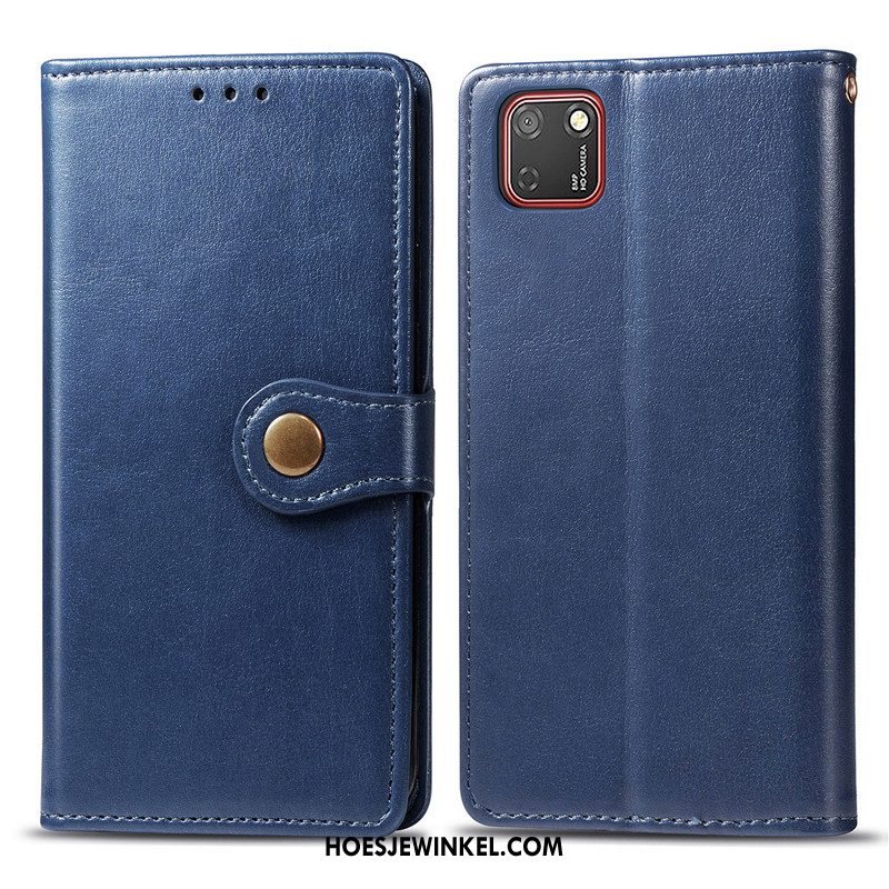 Huawei Y5p Hoesje Leren Etui Blauw Hanger, Huawei Y5p Hoesje Mobiele Telefoon Bedrijf