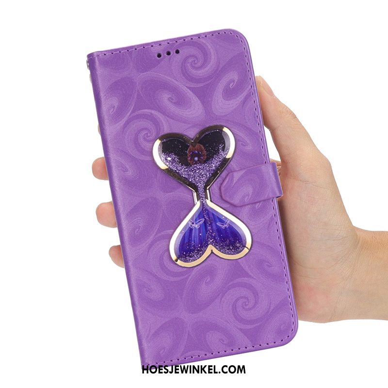 Huawei Y6 2018 Hoesje All Inclusive Folio Anti-fall, Huawei Y6 2018 Hoesje Reliëf Purper