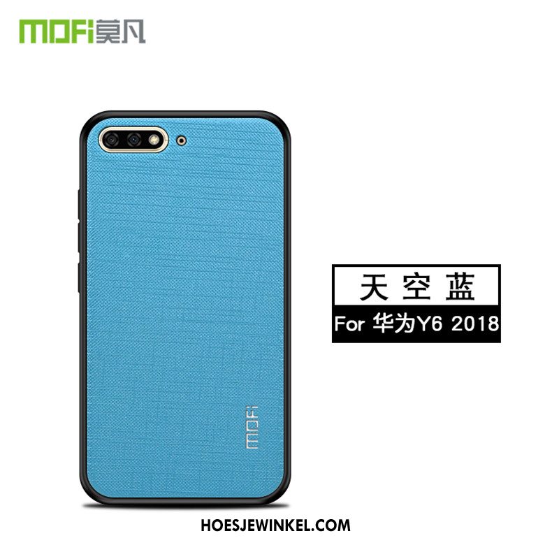 Huawei Y6 2018 Hoesje Helder Siliconen Blauw, Huawei Y6 2018 Hoesje Zacht Bescherming