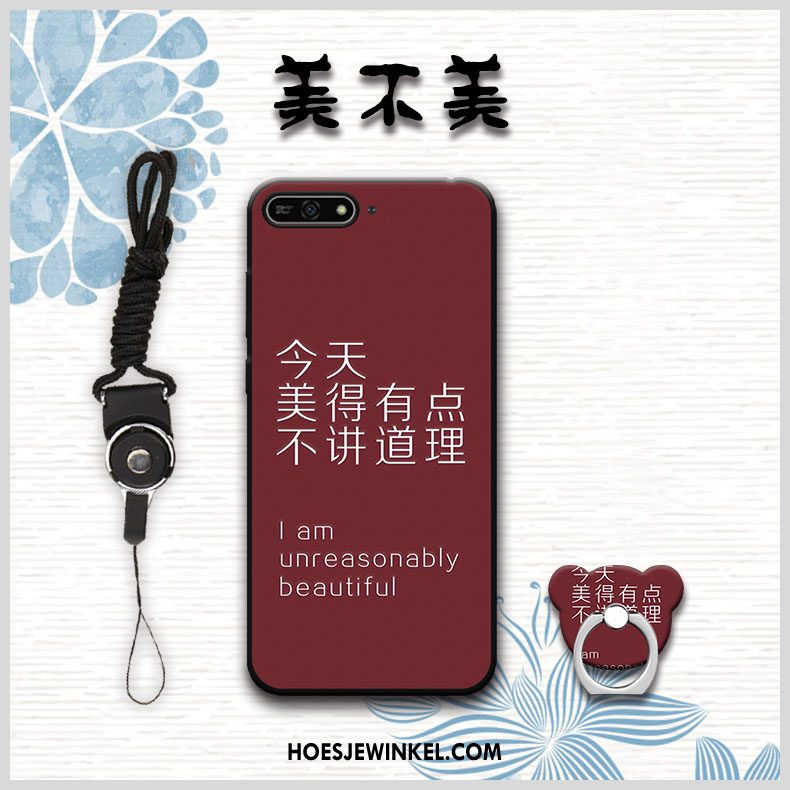 Huawei Y6 2018 Hoesje Rood Zacht Hanger, Huawei Y6 2018 Hoesje Anti-fall Hoes