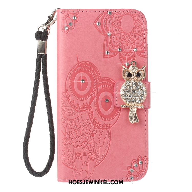 Huawei Y6 2018 Hoesje Roze Clamshell Ster, Huawei Y6 2018 Hoesje Mobiele Telefoon Leren Etui