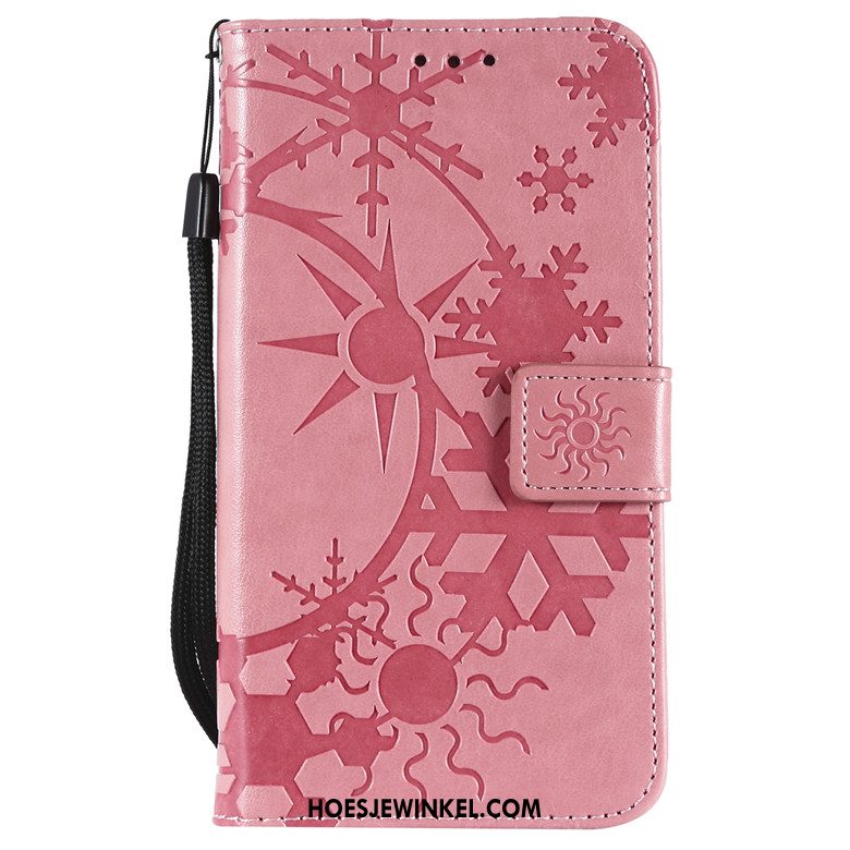 Huawei Y6 2018 Hoesje Roze Mobiele Telefoon Leren Etui, Huawei Y6 2018 Hoesje Folio Zacht