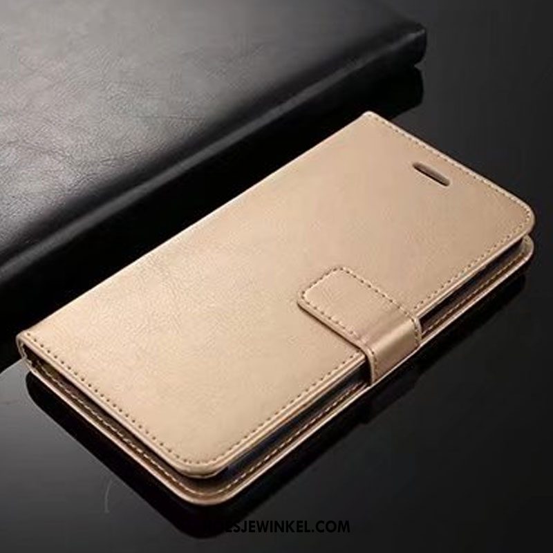 Huawei Y6 2018 Hoesje Trendy Merk Mobiele Telefoon Leren Etui, Huawei Y6 2018 Hoesje Goud Siliconen