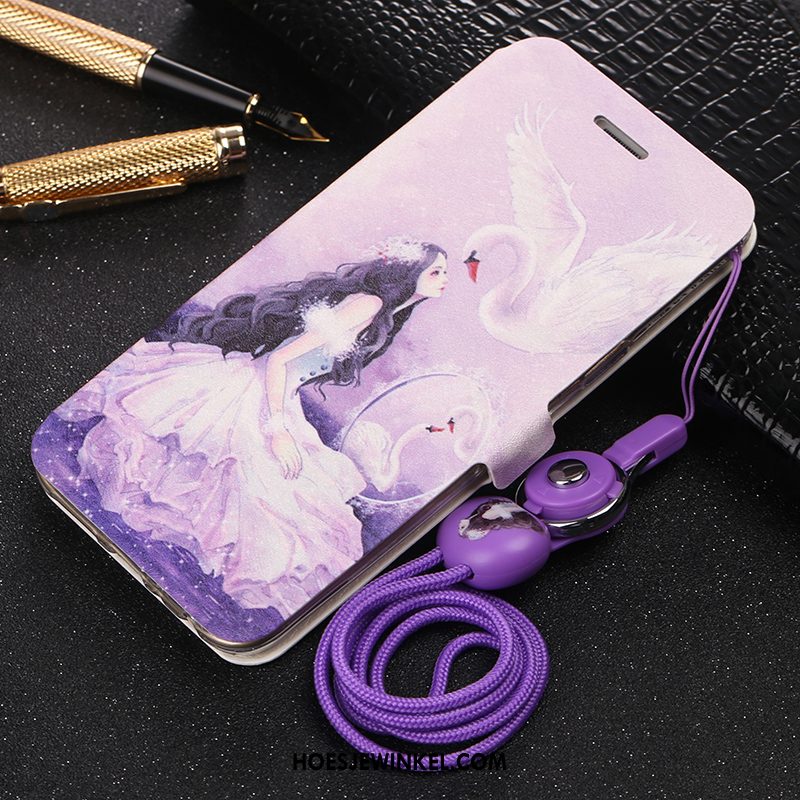 Huawei Y6 2019 Hoesje Hanger Mooie Mobiele Telefoon, Huawei Y6 2019 Hoesje Purper Leren Etui