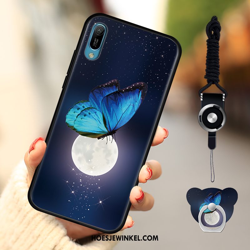 Huawei Y6 2019 Hoesje Mobiele Telefoon Blauw Tempereren, Huawei Y6 2019 Hoesje Skärmskydd Hoes