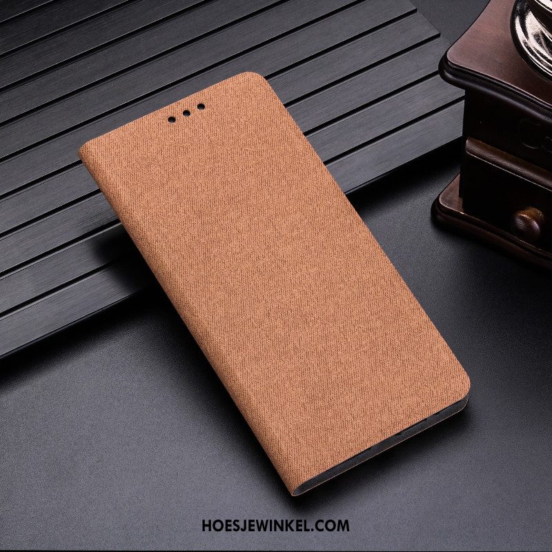 Huawei Y6 2019 Hoesje Zacht Leren Etui Eenvoudige, Huawei Y6 2019 Hoesje Siliconen Clamshell Braun