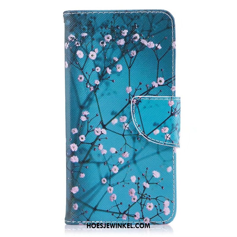 Huawei Y6 Pro 2017 Hoesje Blauw Spotprent Leren Etui, Huawei Y6 Pro 2017 Hoesje Veer Mobiele Telefoon