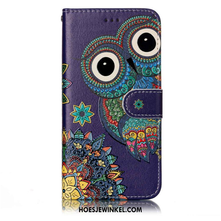 Huawei Y6 Pro 2017 Hoesje Reliëf Clamshell Donkerblauw, Huawei Y6 Pro 2017 Hoesje Leren Etui Bescherming