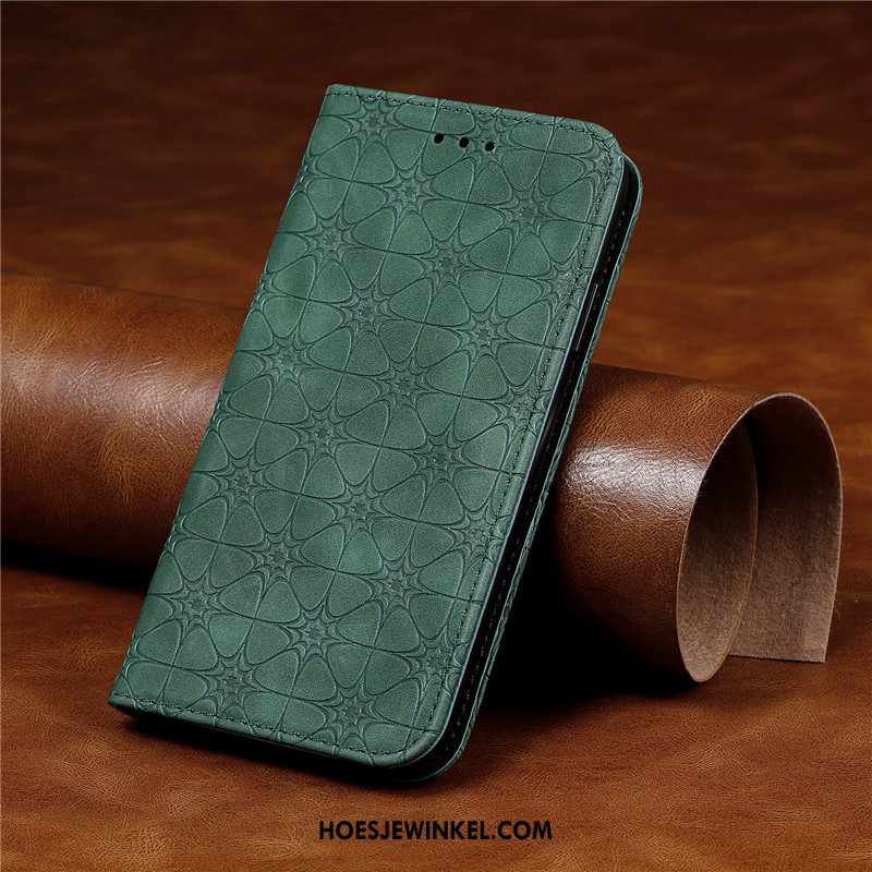 Huawei Y6s Hoesje Folio Groen Reliëf, Huawei Y6s Hoesje Mobiele Telefoon Hanger