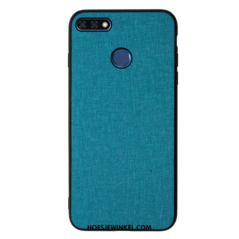 Huawei Y7 2018 Hoesje Blauw Doek Bescherming, Huawei Y7 2018 Hoesje All Inclusive Mobiele Telefoon