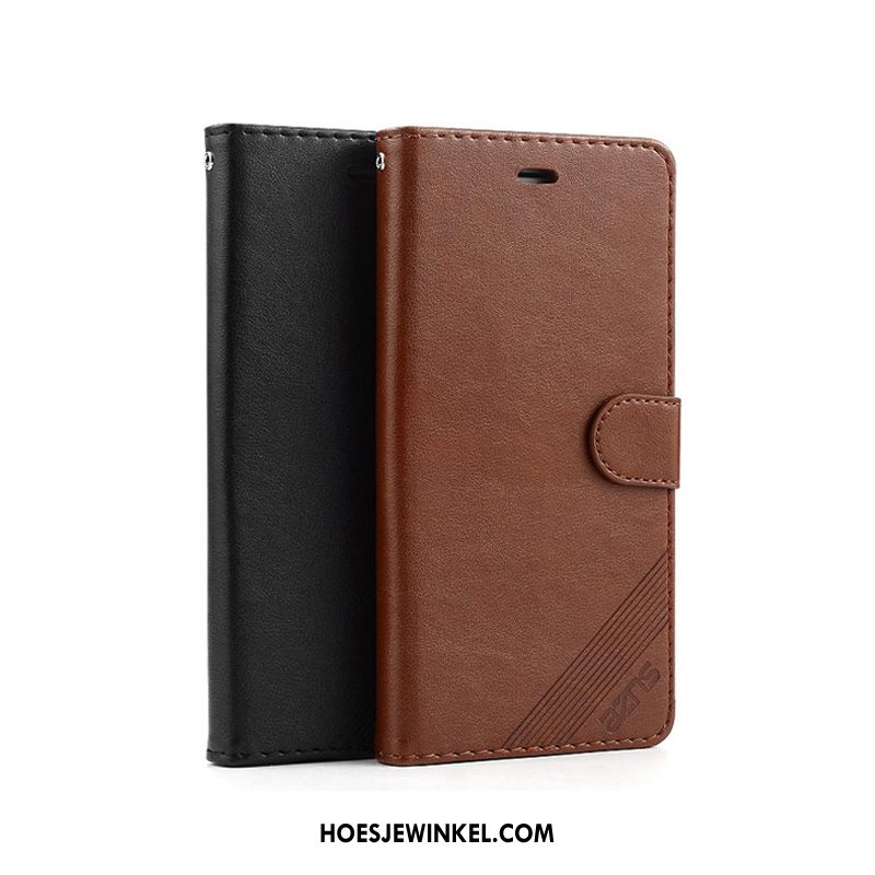 Huawei Y7 2018 Hoesje Jeugd Mobiele Telefoon Leren Etui, Huawei Y7 2018 Hoesje Zacht Anti-fall Braun