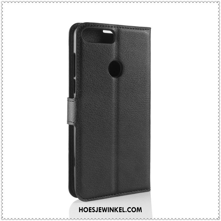 Huawei Y7 2018 Hoesje Kaart Bescherming Zwart, Huawei Y7 2018 Hoesje Hoes Mobiele Telefoon