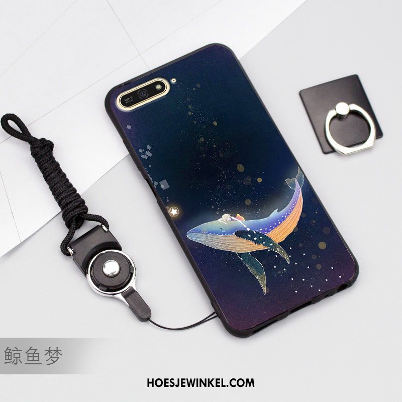 Huawei Y7 2018 Hoesje Mobiele Telefoon Donkerblauw Hoes, Huawei Y7 2018 Hoesje Siliconen Bescherming