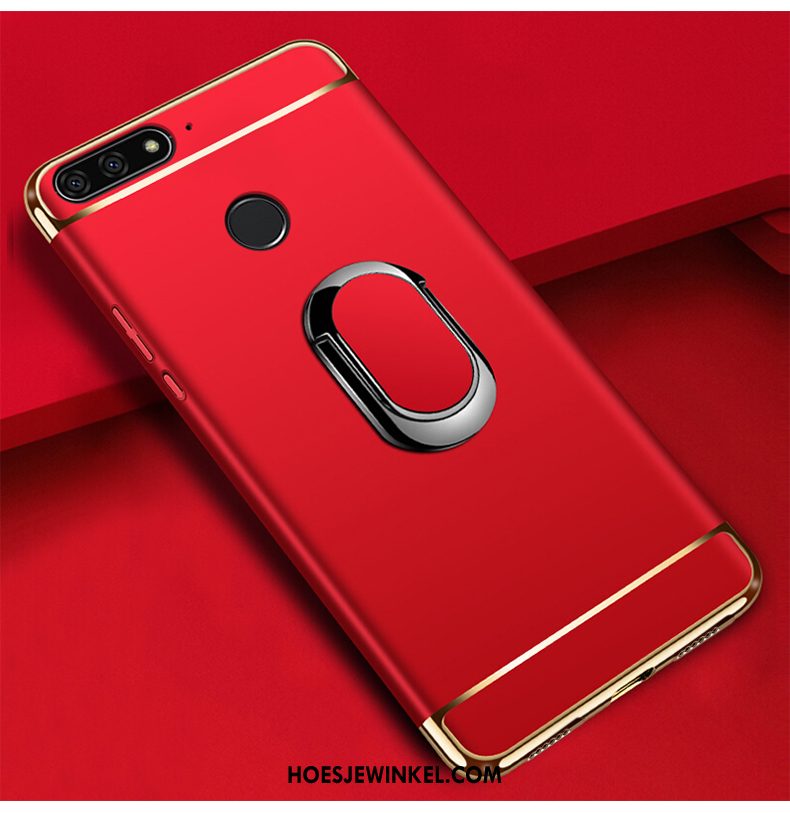 Huawei Y7 2018 Hoesje Skärmskydd Hanger Rood, Huawei Y7 2018 Hoesje Hoes Tempereren