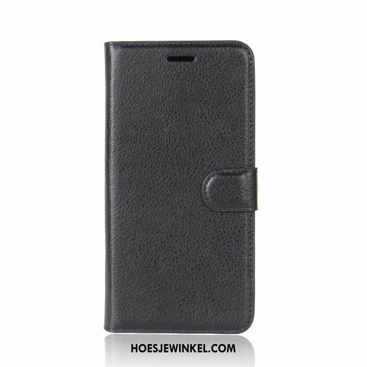 Huawei Y7 2018 Hoesje Zwart Mobiele Telefoon Leren Etui, Huawei Y7 2018 Hoesje Folio Bescherming