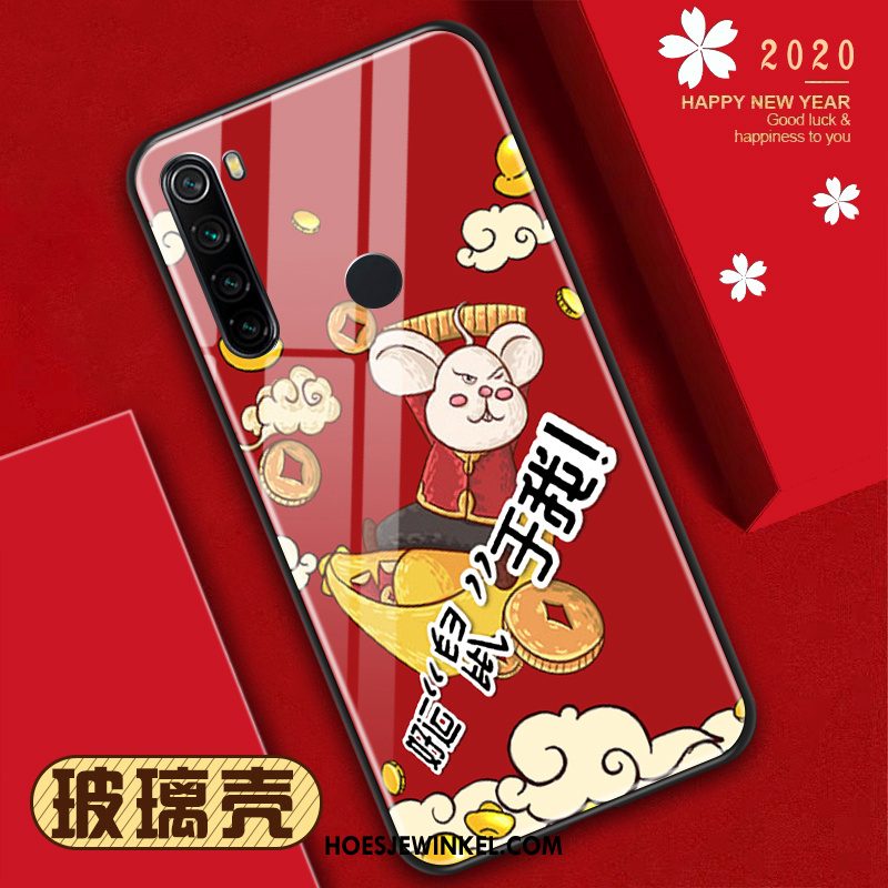 Iaomi Redmi Note 8t Hoesje Patroon Glas Rood, Iaomi Redmi Note 8t Hoesje Mini Rat Beige