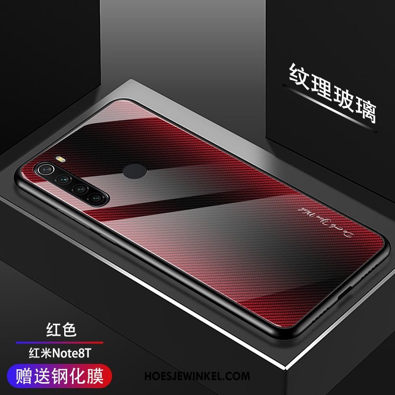 Iaomi Redmi Note 8t Hoesje Rood Patroon Skärmskydd, Iaomi Redmi Note 8t Hoesje Verloop Bescherming Beige