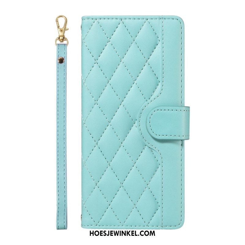 Leren Hoesje Oneplus 13r Gewatteerd Met Bandje En Schouderband