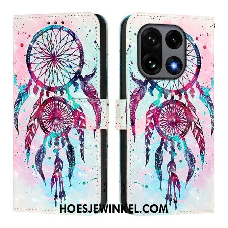 Leren Hoesje Oneplus 15 Aquarel Dromenvanger Bescherming Hoesje