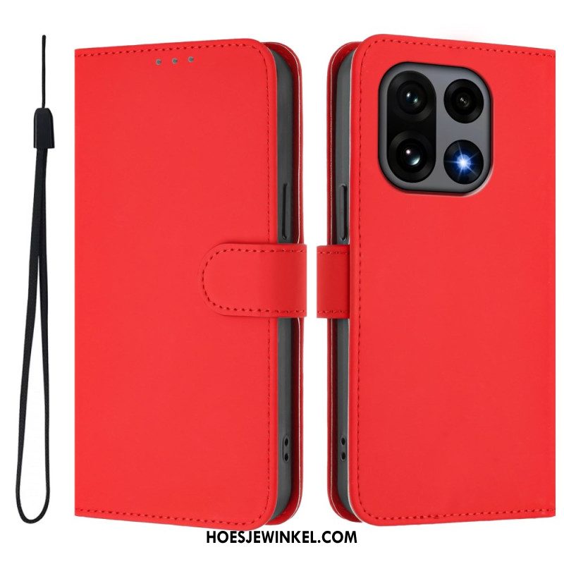 Leren Hoesje Oneplus 15 Effen Bescherming Hoesje