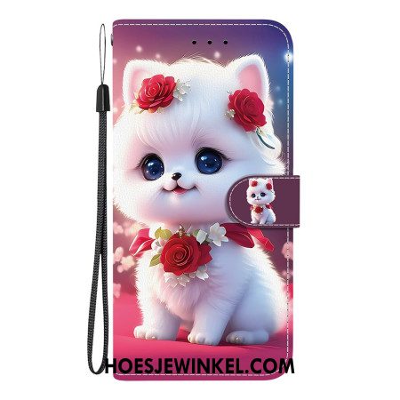 Leren Hoesje Oneplus Nord 5 Bloemenkatje Bescherming Hoesje