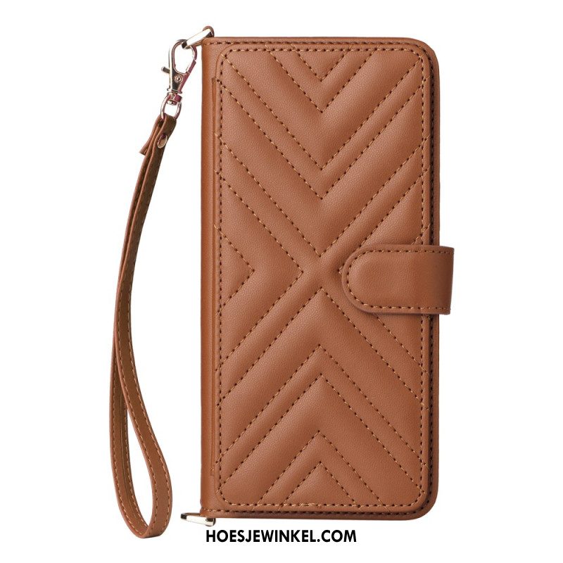 Leren Hoesje Oppo Reno 13 5g Retro Design Met Bandje En Schouderband