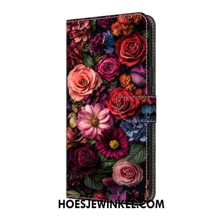 Leren Hoesje Samsung Galaxy A17 4g / 5g Roze Bloemen